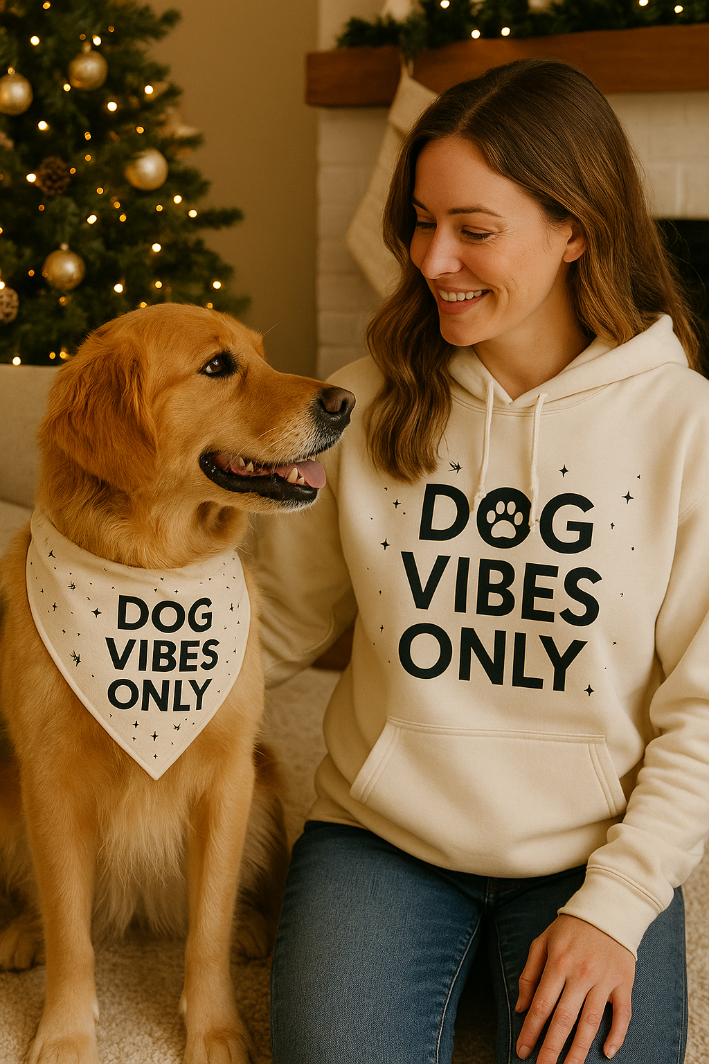 Holiday Matching Set — Hoodie + Dog Bandana (Dog Vibes Only™)