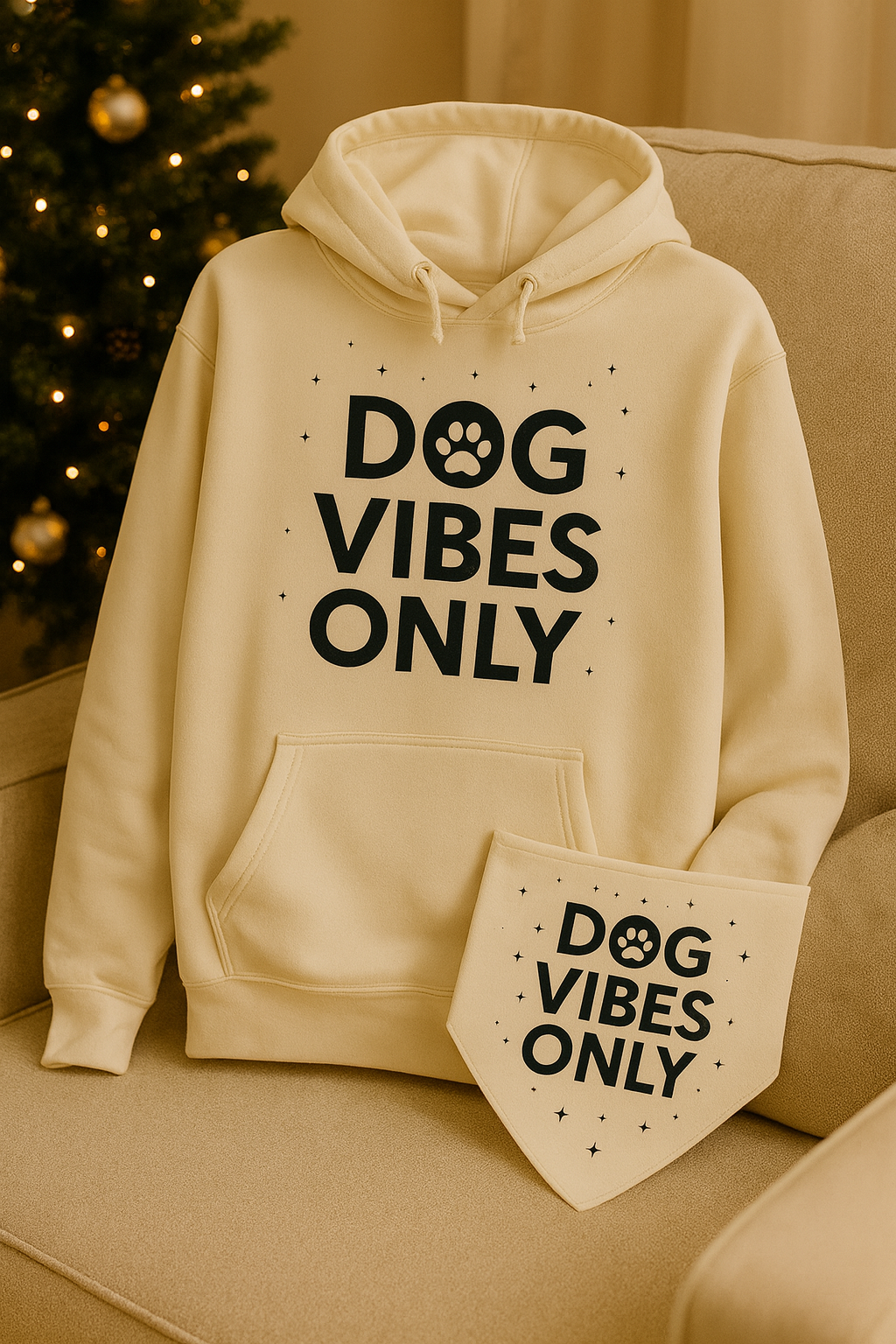 Holiday Matching Set — Hoodie + Dog Bandana (Dog Vibes Only™)